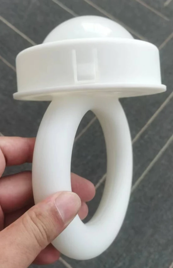 White ring-handle prototype assembled with the light diffuser for reviewing the combined construction