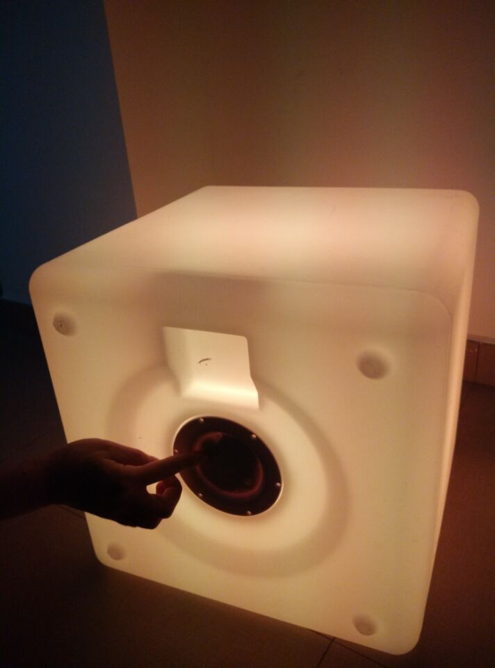 VC-LN120 placed into the opening of a rotomolded PE illuminated stool and switched on