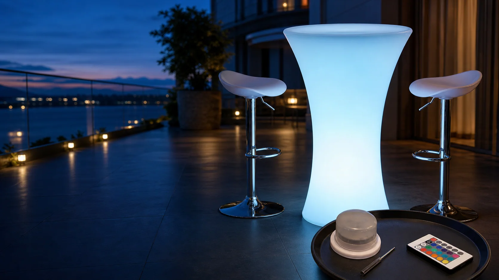 Illuminated cocktail table working again after LED module replacement